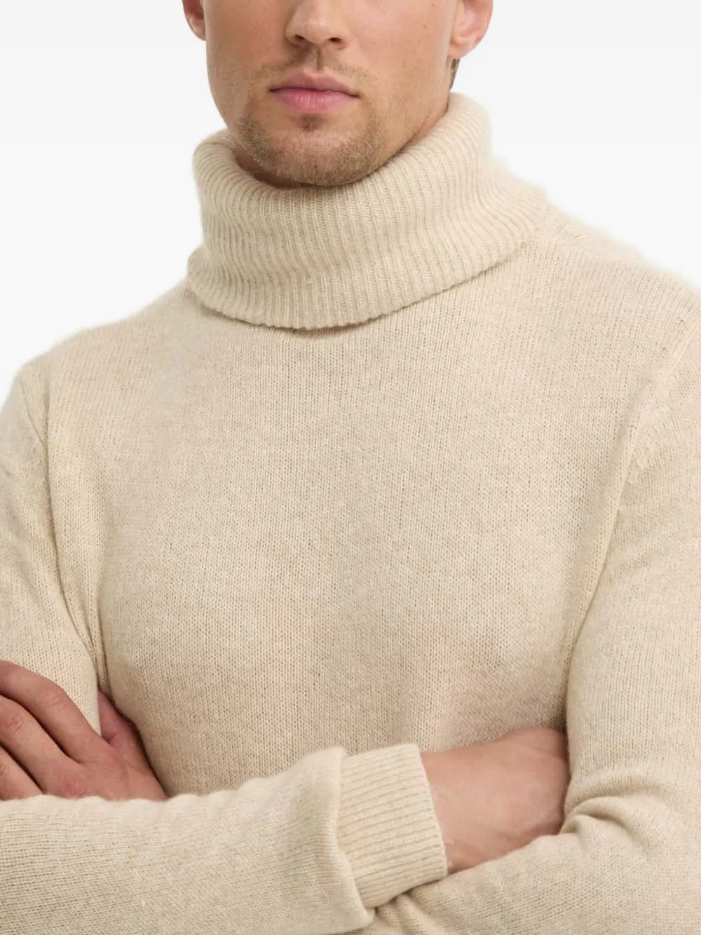 American Vintage Roll-neck Knitted Sweater In Neutral