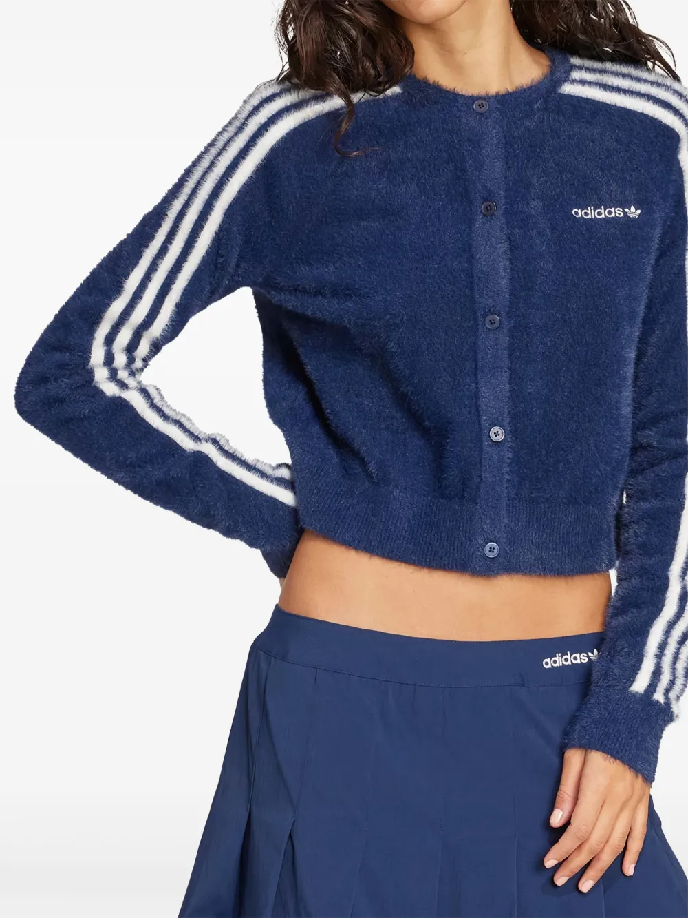 adidas 3-Stripes cropped cardigan Blauw
