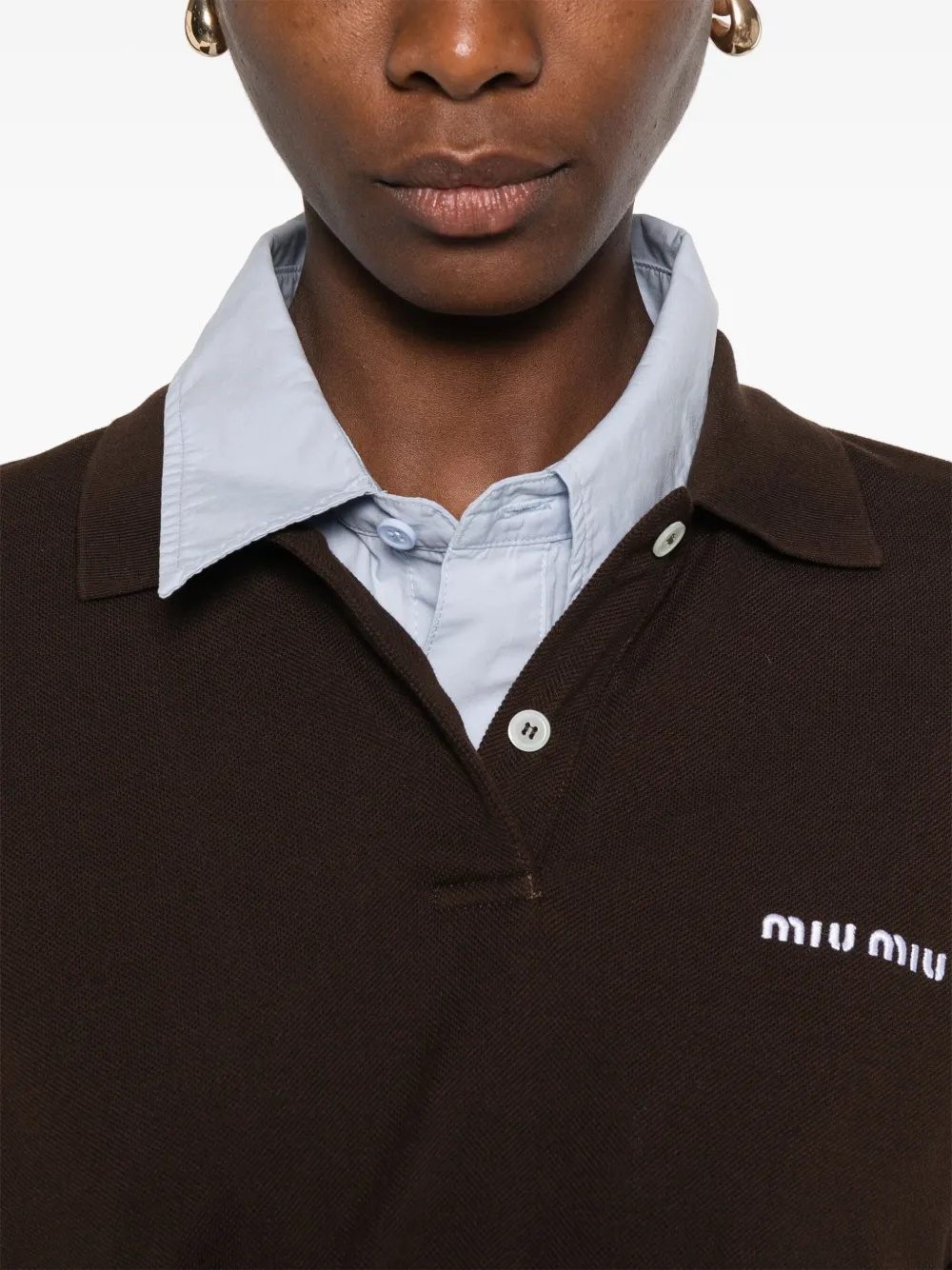 Miu Jurk met logoprint Bruin