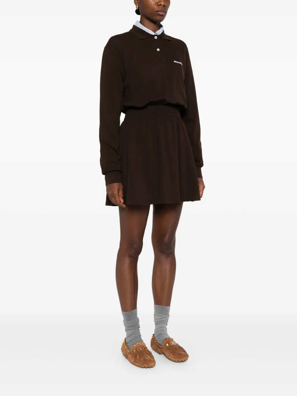 Miu Jurk met logoprint Bruin
