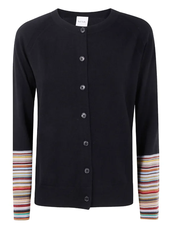 Paul Smith カーディガン 黒 ポールスミス ブラックPaul Smith BLACK 袖配色切替ニット