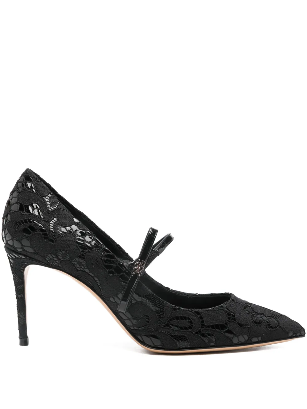 Casadei 80mm lace-detail pointed-toe pumps Zwart