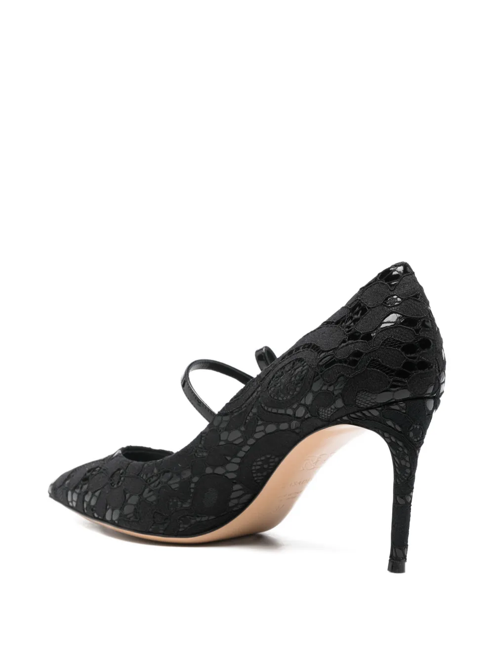 Casadei 80mm lace-detail pointed-toe pumps Zwart