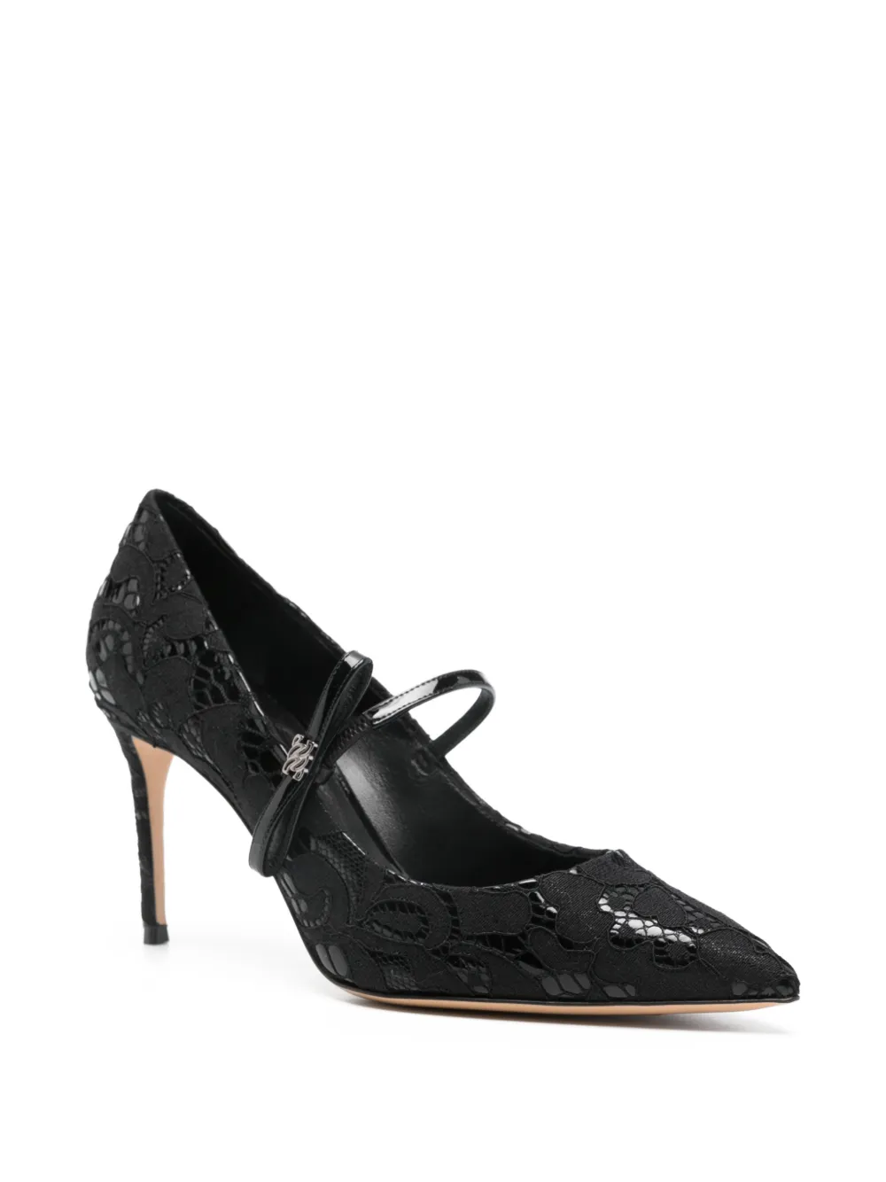Casadei 80mm lace-detail pointed-toe pumps Zwart