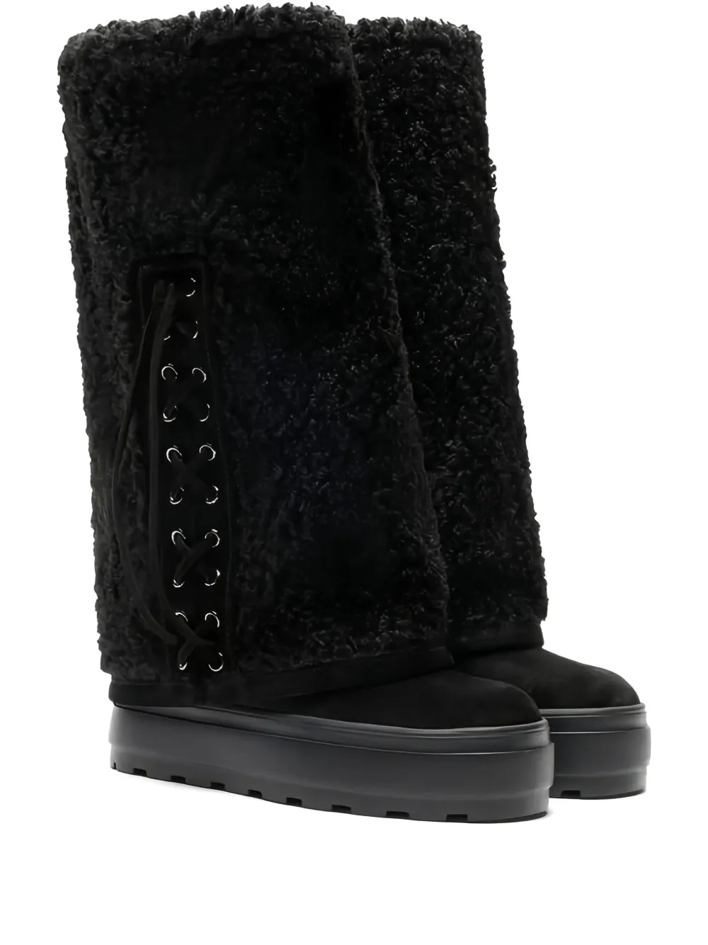 Casadei Lace-up Platform Boots In Black