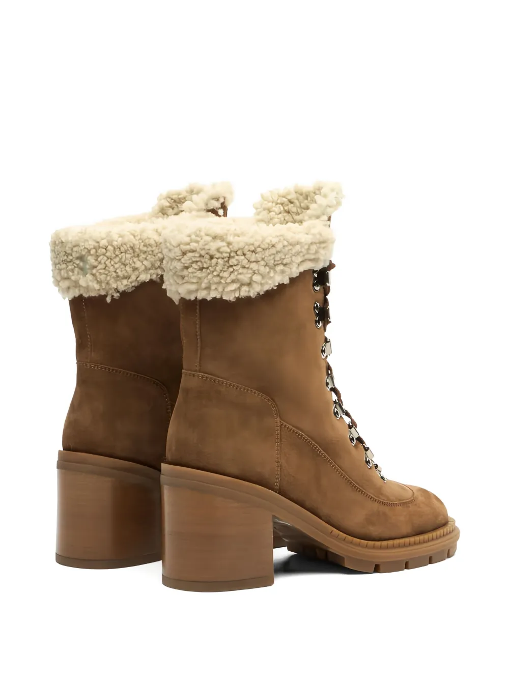 Casadei Lace-up Shearling Boots In Brown
