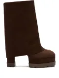 Casadei fold-over platform boots - Brown