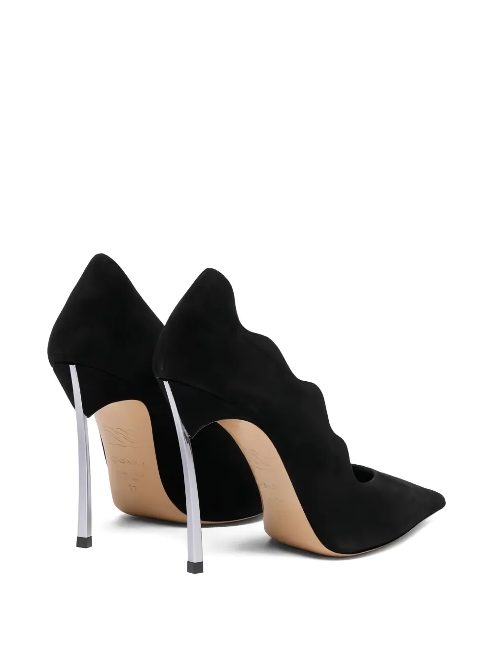 Casadei scalloped-edge pointed-toe pumps Black