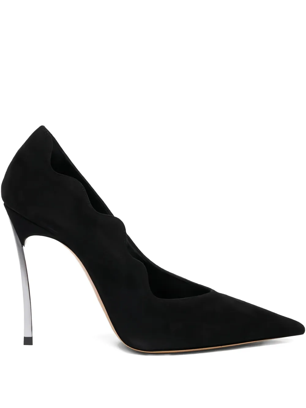 Casadei scalloped-edge pointed-toe pumps Black