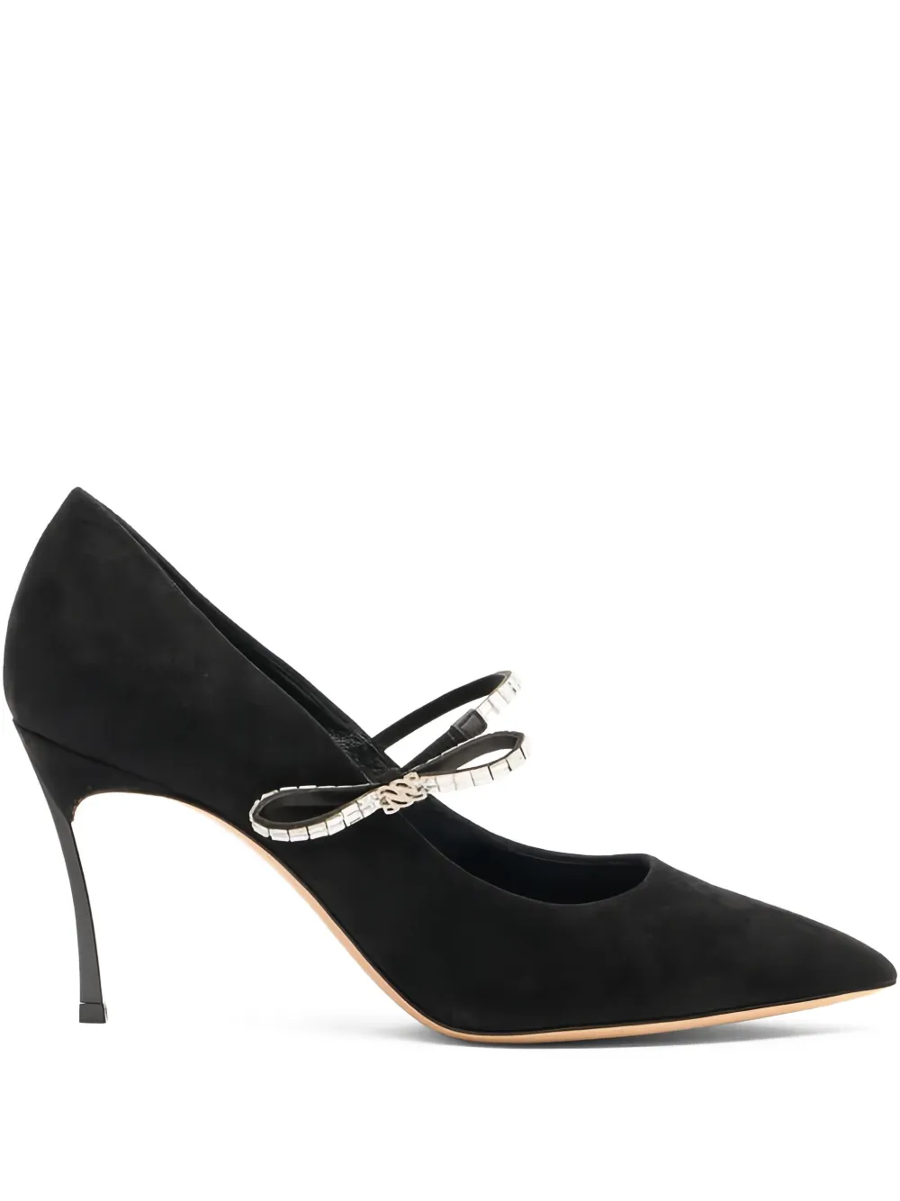 Casadei 80mm Starsway crystal-embellished pointed-toe pumps Black