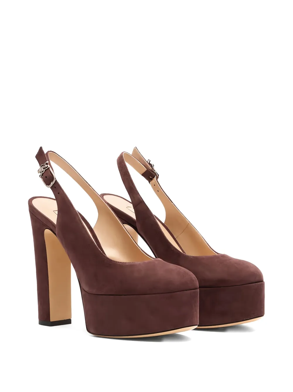 Casadei 130 mm Patty slingback pumps met plateauzool Bruin