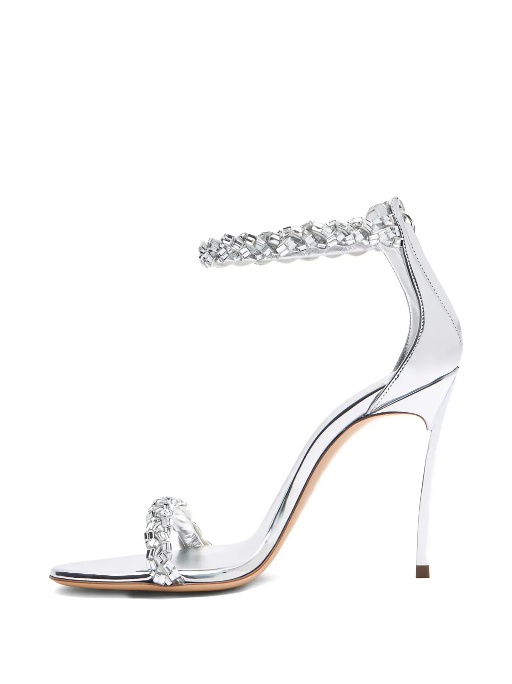 Casadei 100mm Starsway crystal-embellished stiletto sandals Silver