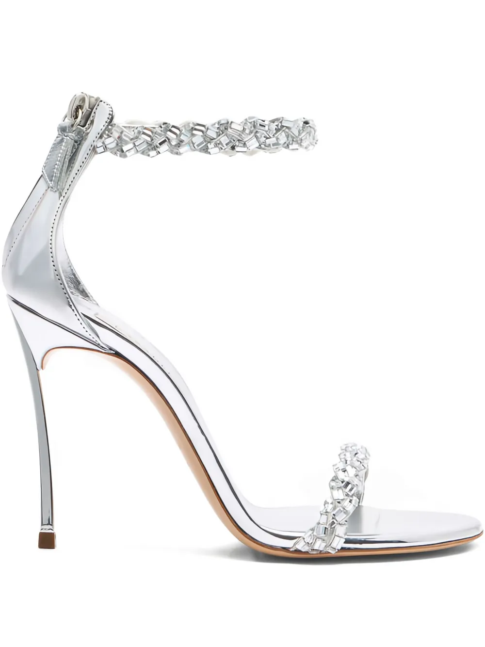 Casadei 100mm Starsway crystal-embellished stiletto sandals Silver