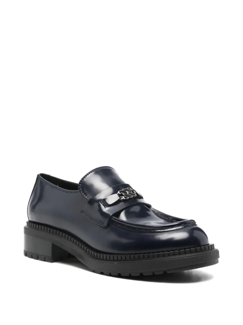 Casadei 40mm Round-toe Loafers In Black