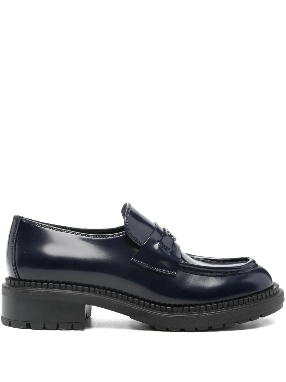 Casadei 40mm Round-toe Loafers In Black