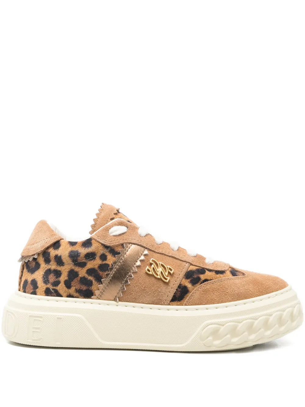 Casadei leopard-print logo-detail sneakers Beige