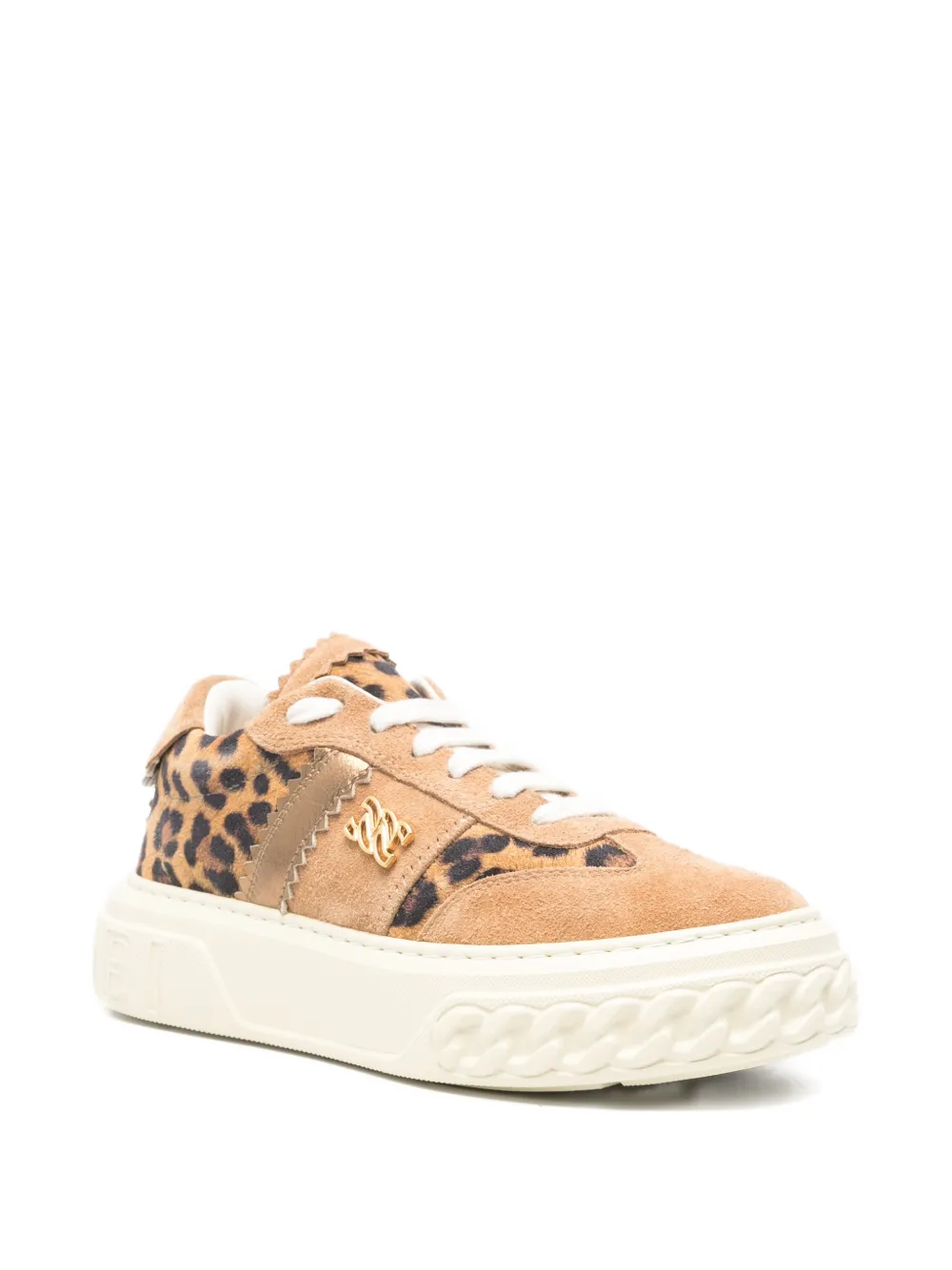 Casadei leopard-print logo-detail sneakers Beige