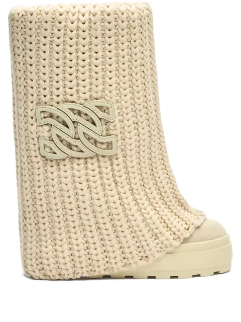 Casadei knitted logo-plaque boots