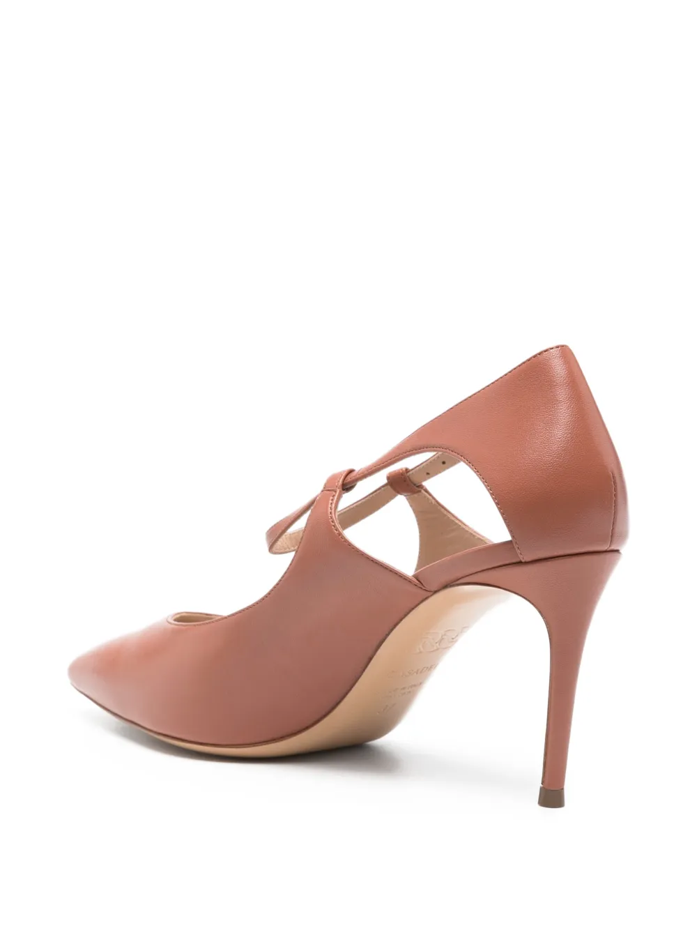 Casadei 80mm cut-out strap pumps Bruin