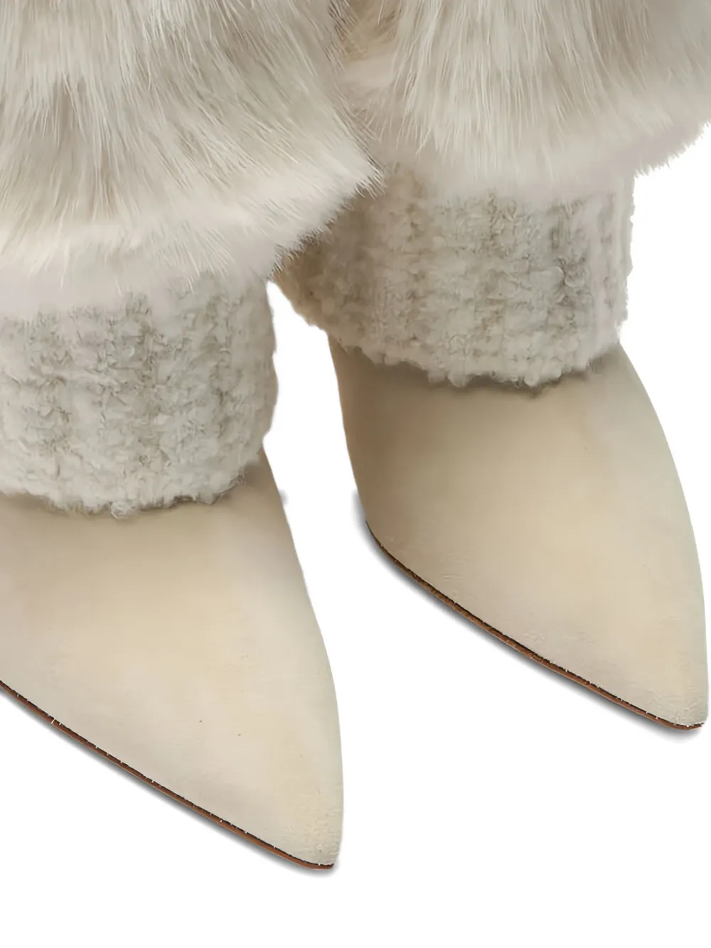 Casadei 80mm Fur-overlay Buttoned Boots In White