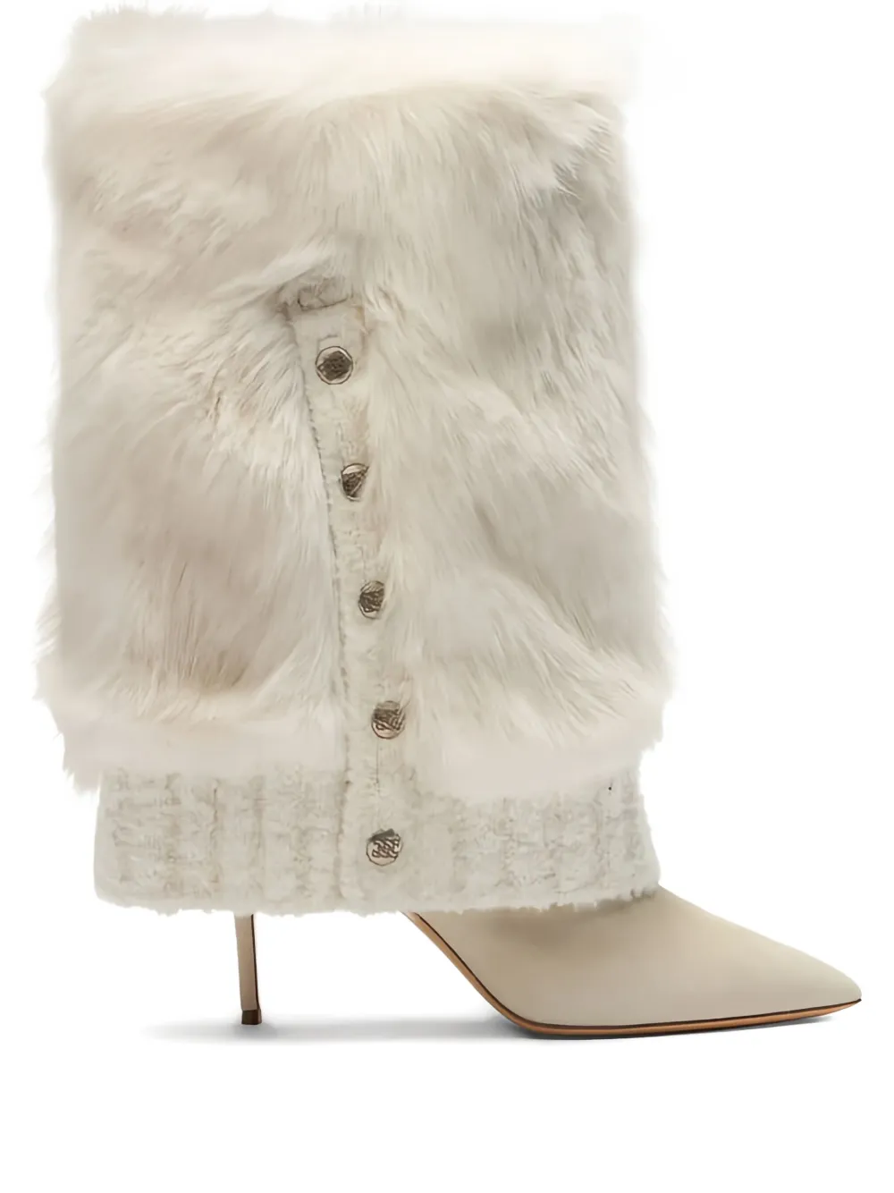 Casadei 80mm Fur-overlay Buttoned Boots In White