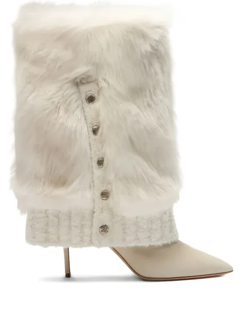 Casadei 80mm fur-overlay buttoned boots