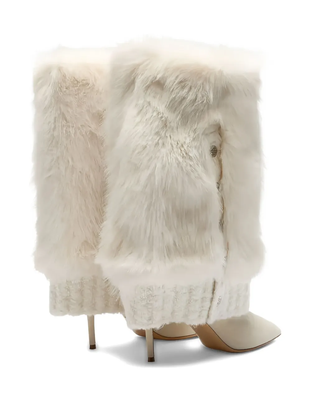 Casadei 80mm Fur-overlay Buttoned Boots In White