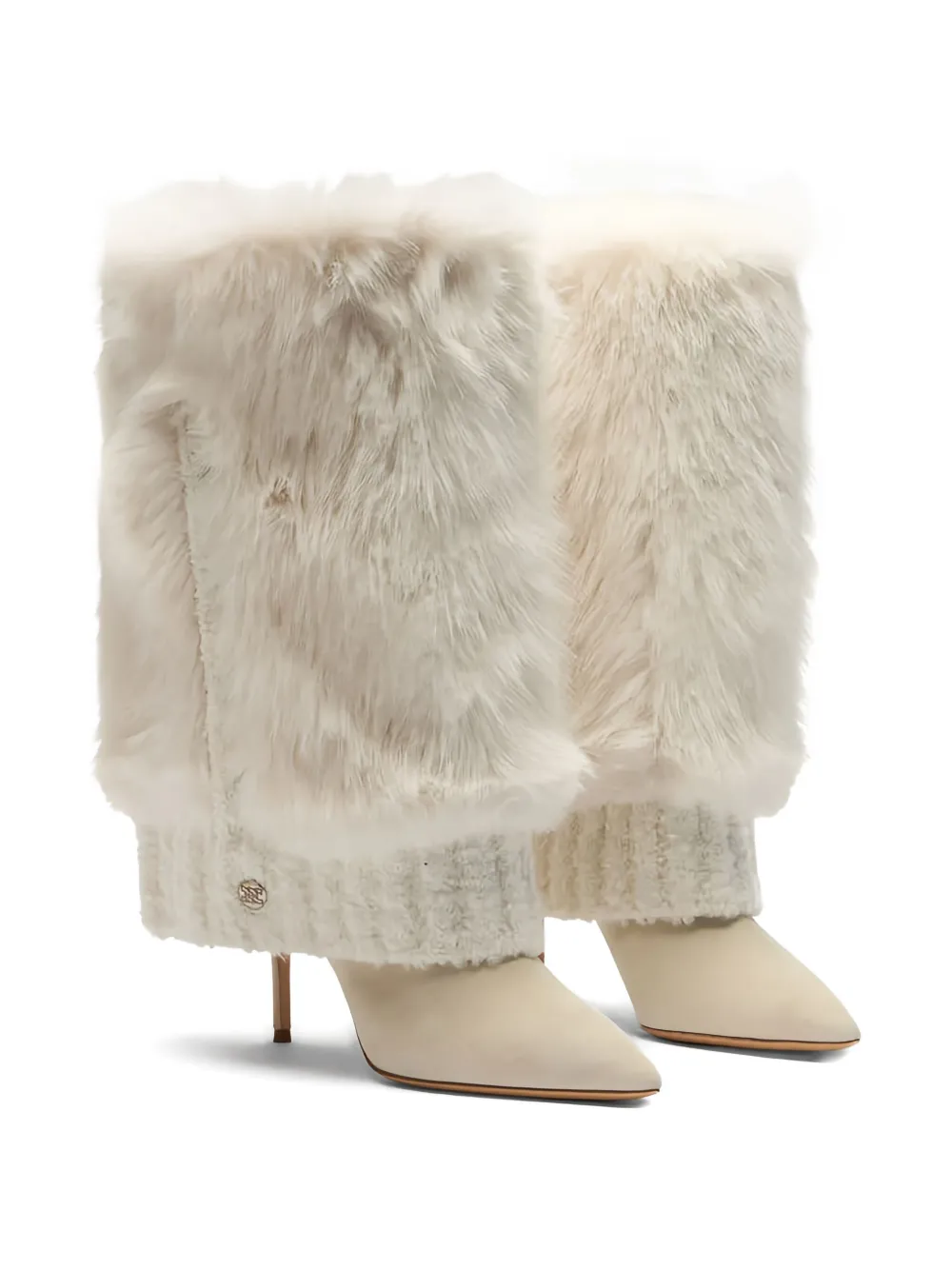 Casadei 80mm Fur-overlay Buttoned Boots In White