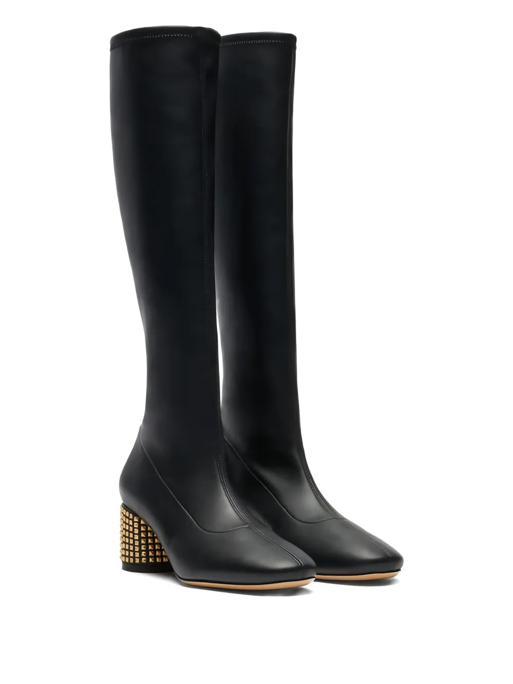 Casadei 50 mm leren knielaarzen Zwart