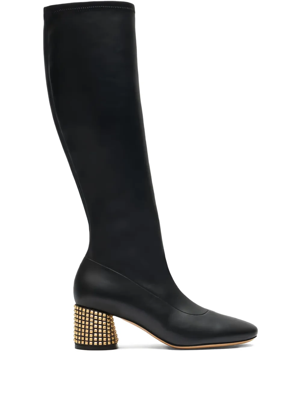 Casadei 50 mm leren knielaarzen Zwart