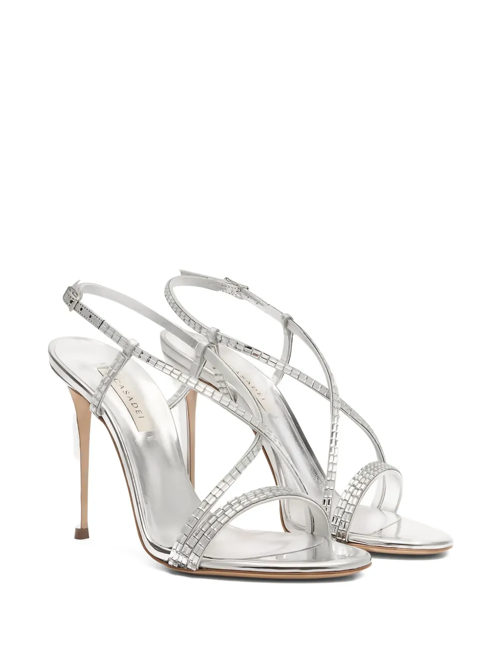 Casadei 100mm Julia crystal-embellished sandals Grey