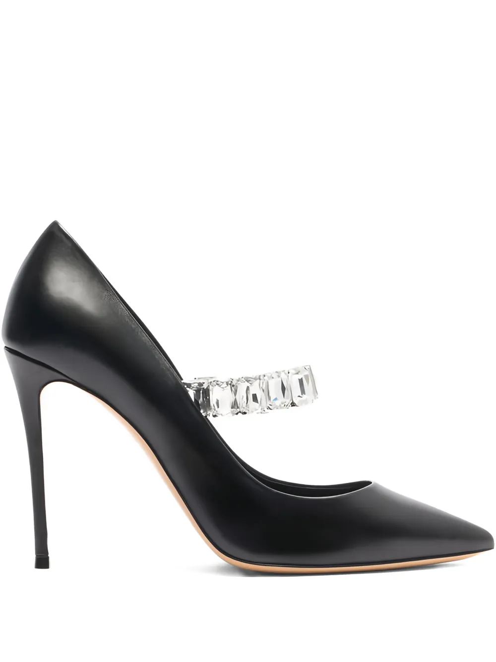Casadei 100mm Julia Minorca crystal-embellished pointed-toe pumps Black