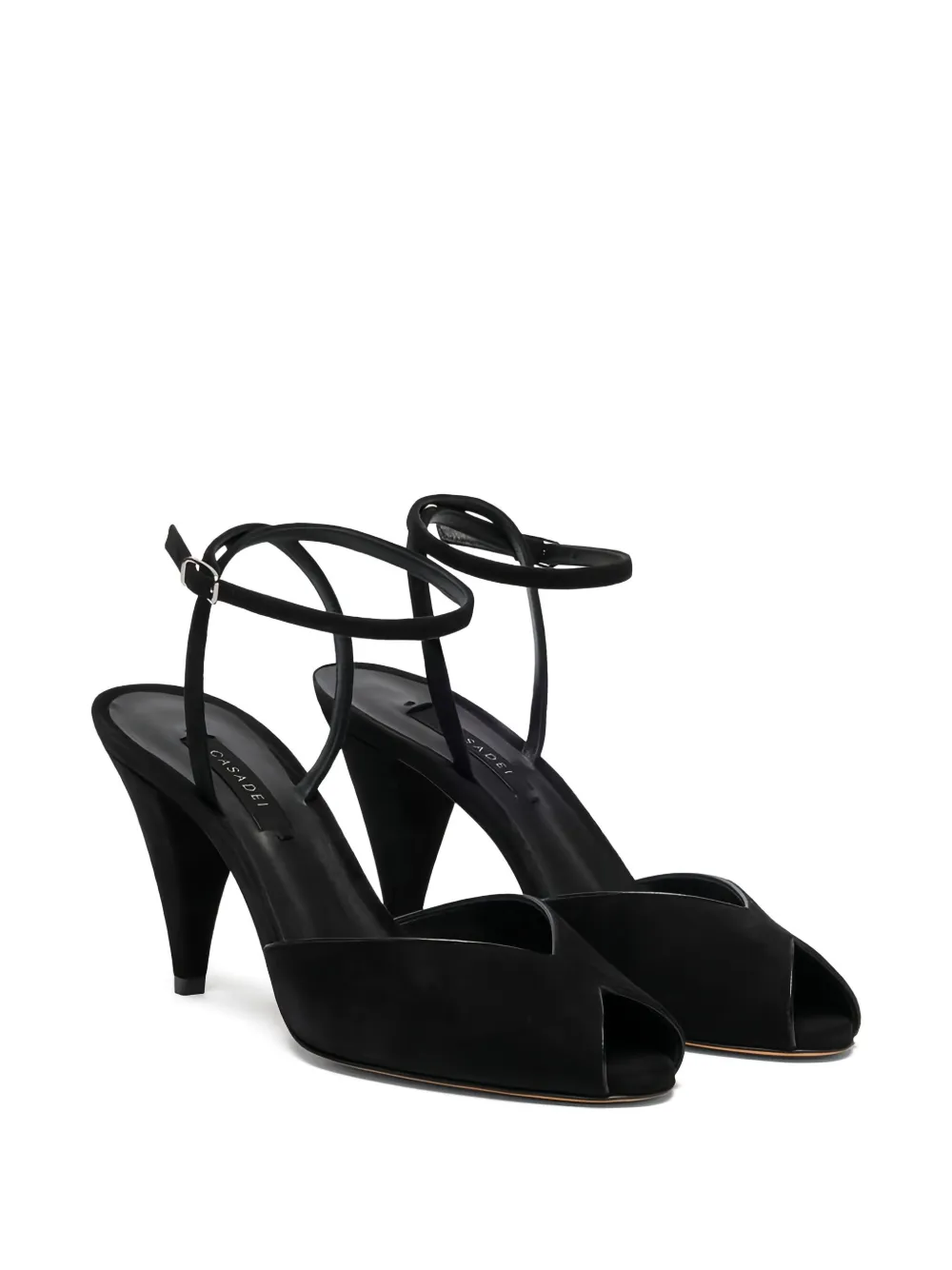 Casadei 75mm Ankle-strap Peep-toe Heeled Pumps In Black