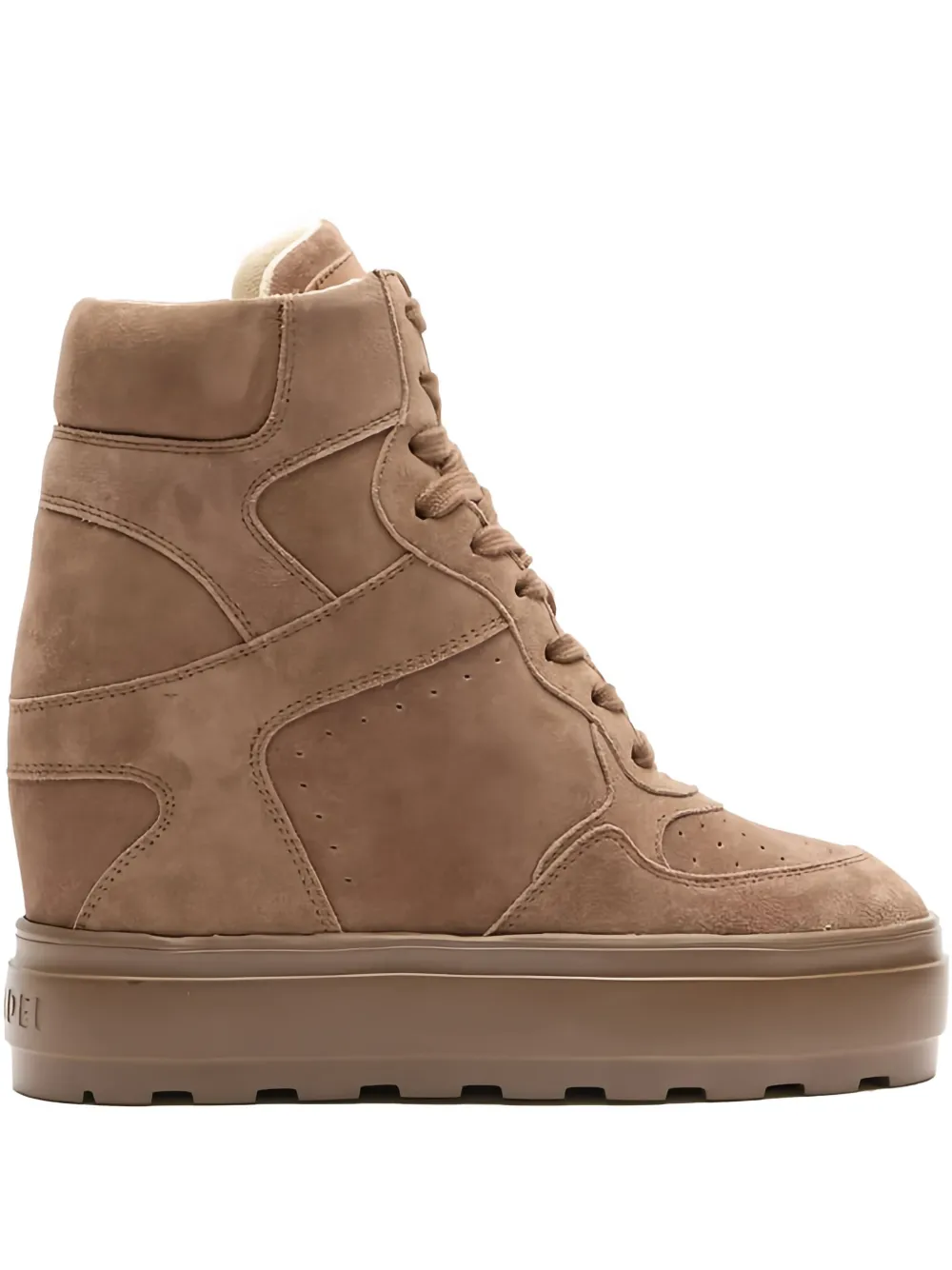 Casadei 80mm Lace-up Wedge-heel Sneakers In Brown