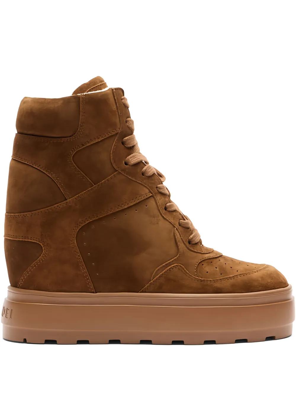 Casadei 80mm lace-up wedge-heel sneakers Brown