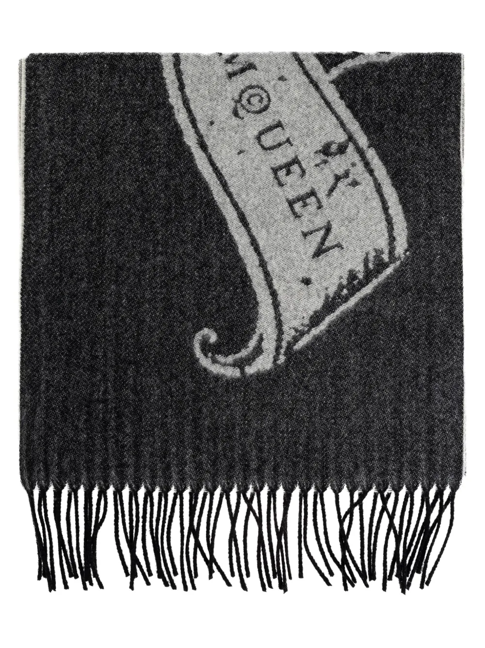 Alexander McQueen Sjaal met logoprint en franje Zwart