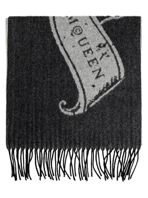 Alexander McQueen fringed logo-print scarf
