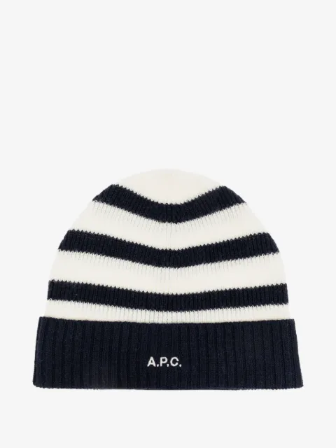 A.P.C. gorro tejido de canalé con rayas