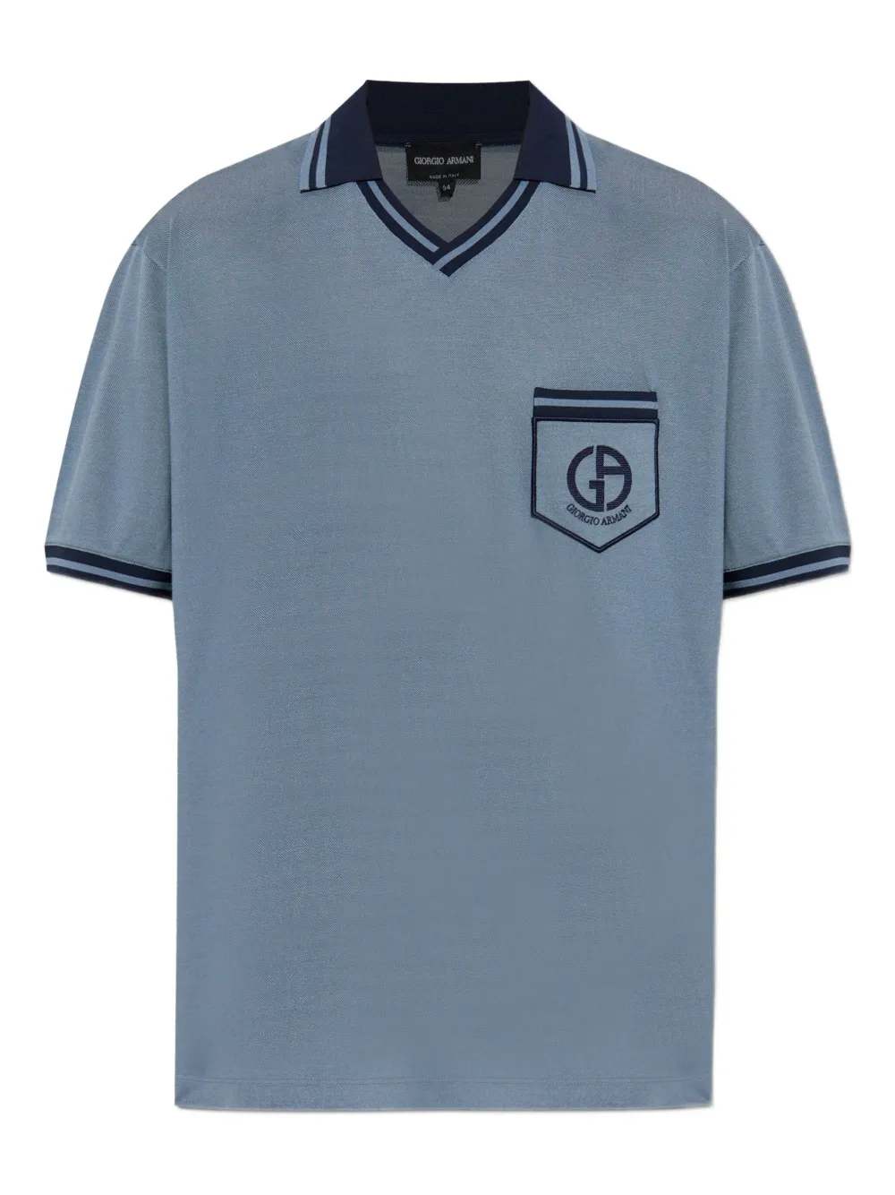 Giorgio Armani t-shirt rayé à col v | bleu | Image 1