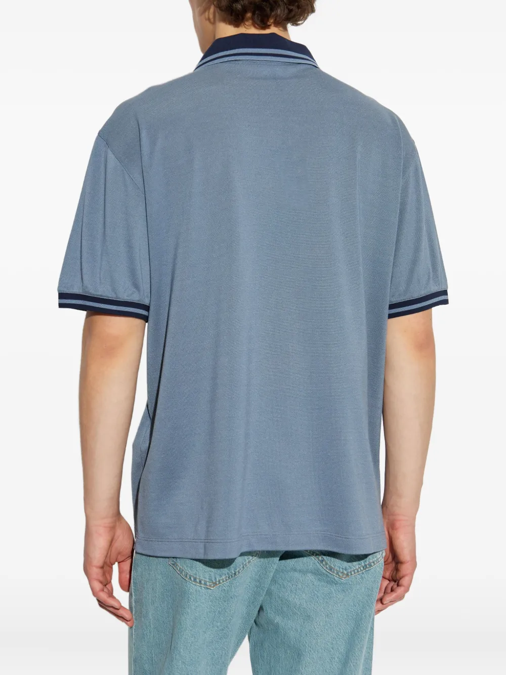 Giorgio Armani Gestreept T-shirt met V-hals Blauw