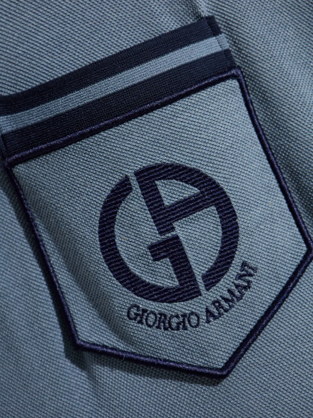 Giorgio Armani Gestreept T-shirt met V-hals Blauw