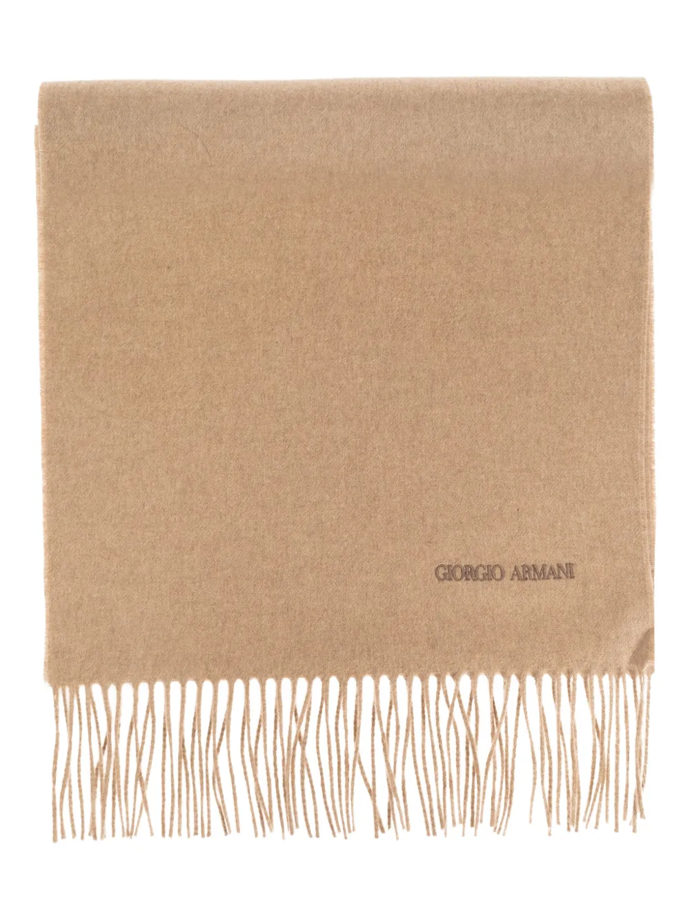 Giorgio Armani fringed wool scarf Beige