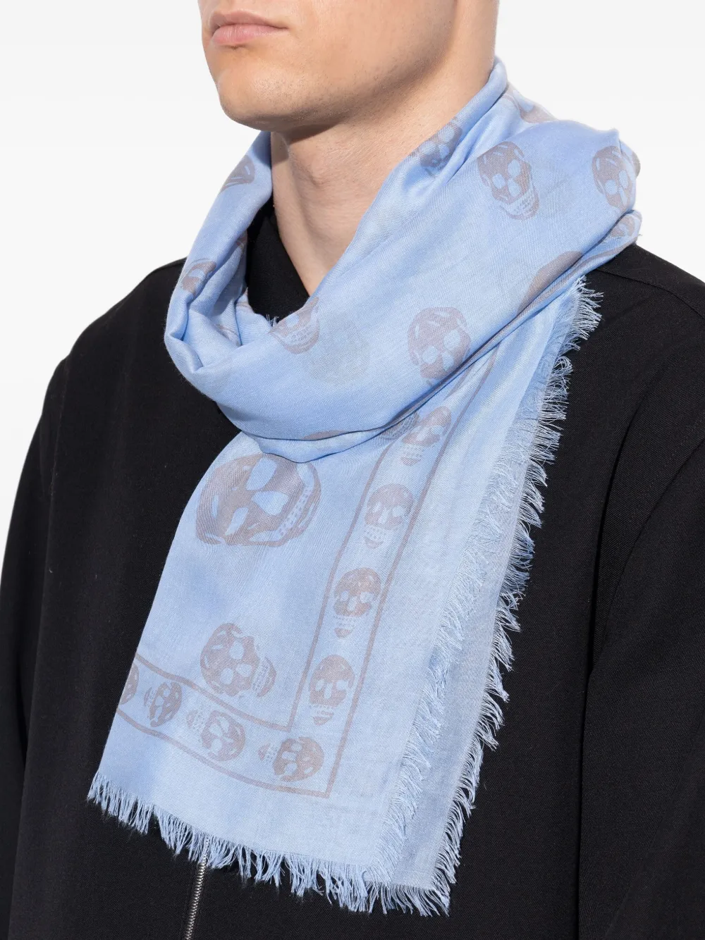 Alexander McQueen Sjaal met doodskopprint Blauw