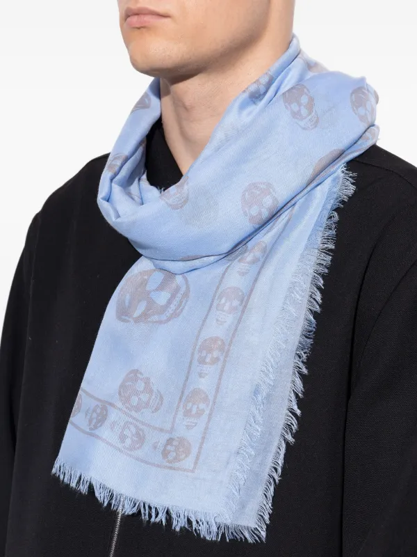 小物 Alexander Mcqueen Skull Fringe Scarf Alexander McQueen skull-print Fringed Scarf | Blue | FARFETCH ID