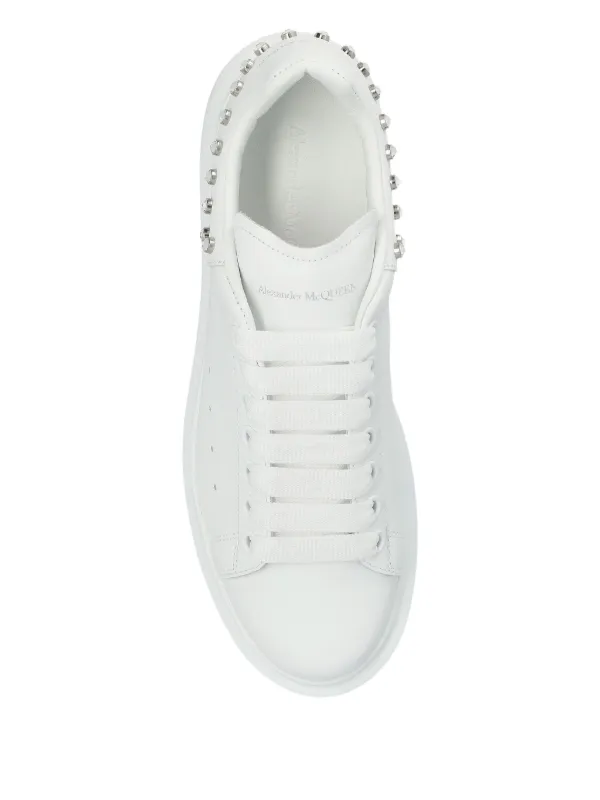 スニーカー Alexander Mcqueen White Leather Sneakers With Embellished Su Oversized embellished leather sneakers in white - Mc Queen
