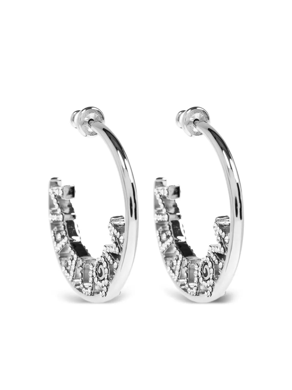 Alexander McQueen diamond-embellished hoop earrings - Grigio