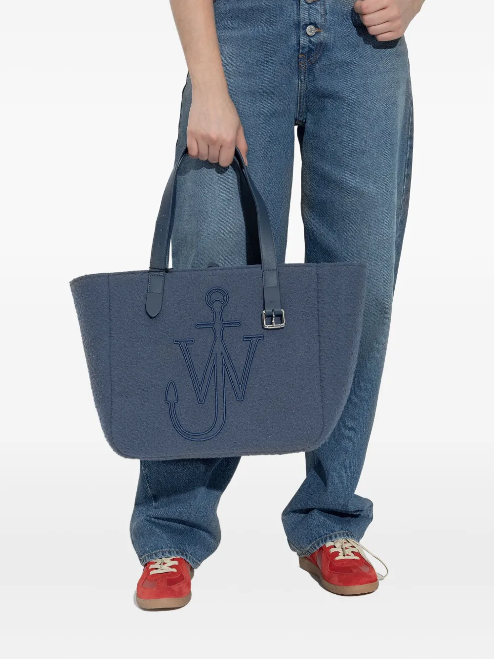 JW Anderson Shopper met geborduurd logo Blauw