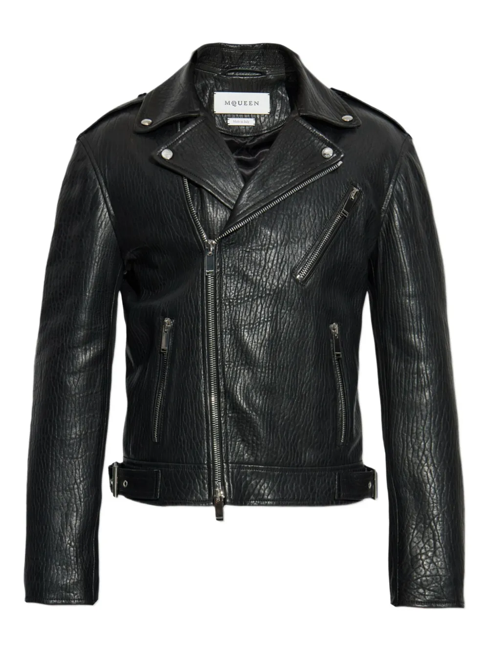 Alexander McQueen Leren bikerjack Zwart