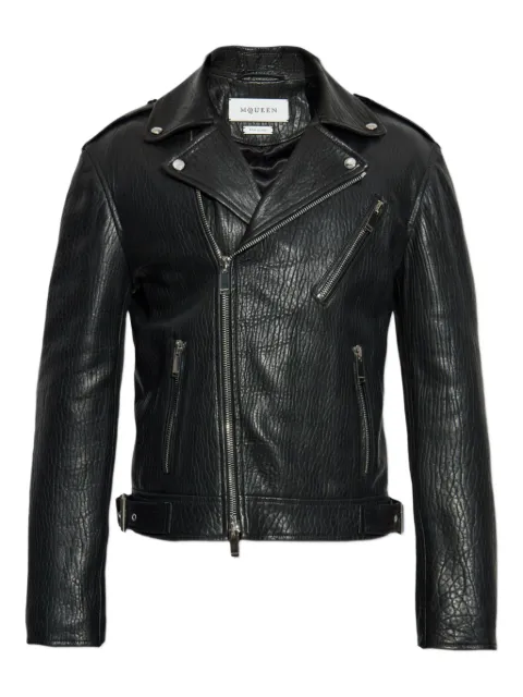 Alexander McQueen textured leather biker jacket