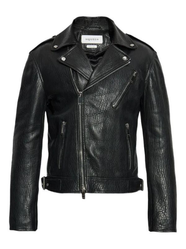 レザージャケット・コート alexander mcqueen Alexander McQueen Jackets Black Men's McQueen Classic Leather Biker Jacket in Black | McQueen US